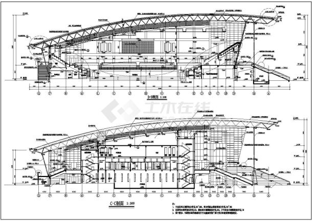 体育活动中心建筑设计方案全套CAD图纸-图二