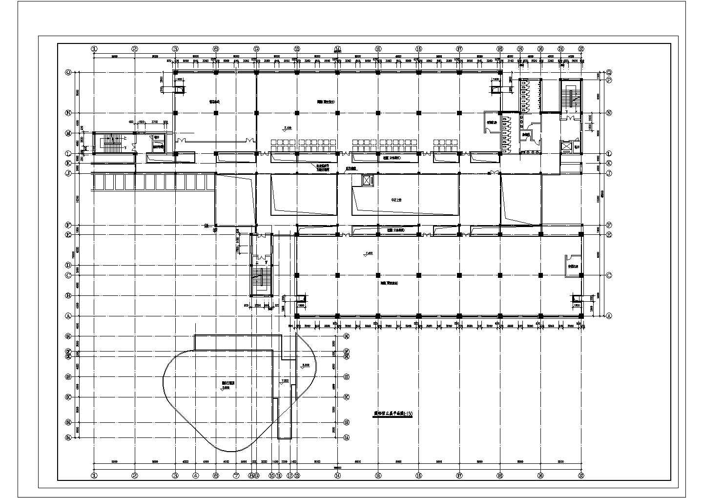 大学图书馆建筑设计方案及施工全套CAD平面图
