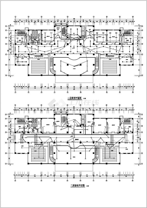 某市空港办公楼电气设计CAD平面图-图二
