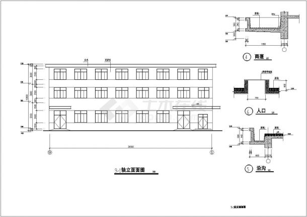 某三层框架结构厂房建筑设计施工图纸-图一