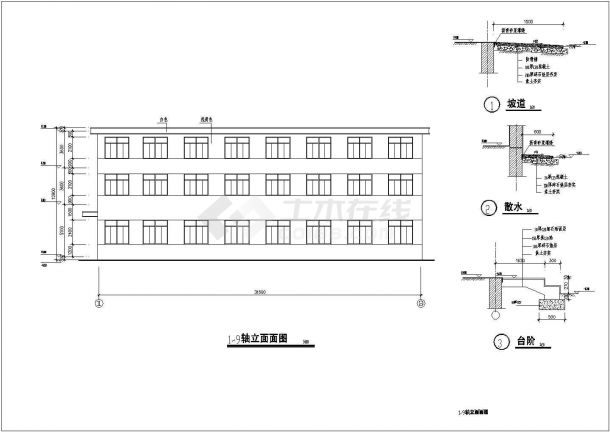 某三层框架结构厂房建筑设计施工图纸-图二