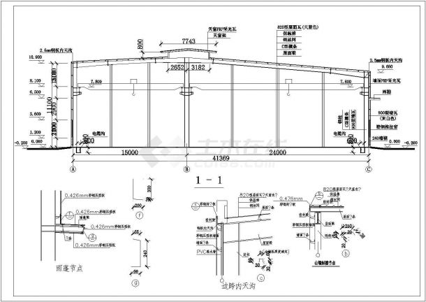 某钢结构厂房建筑设计施工CAD大样图-图二