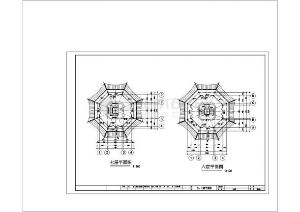 七层仿古佛塔建筑设计方案及施工全套CAD图-图一