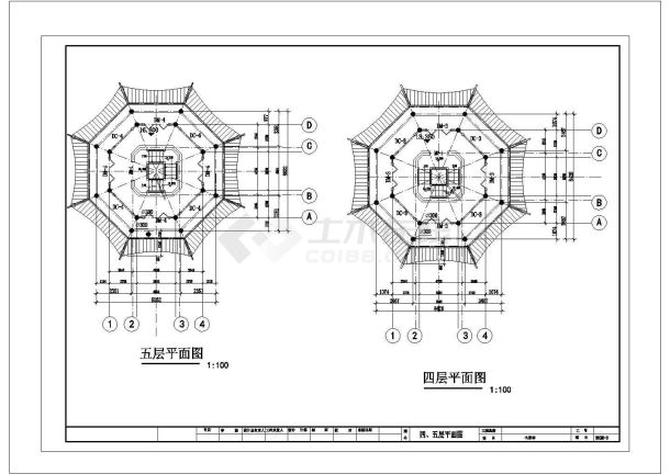 七层仿古佛塔建筑设计方案及施工全套CAD图-图二