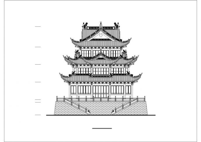 某地大型万佛殿立面设计图（标注详细）_图1