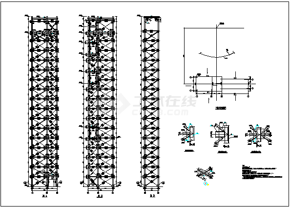 钢结构电梯加楼梯平台节点详细图纸-图二