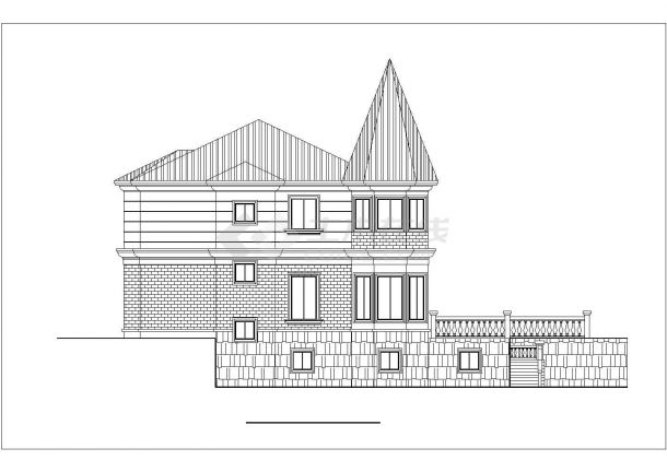 某地区二层别墅楼详细建筑设计CAD施工图纸-图二