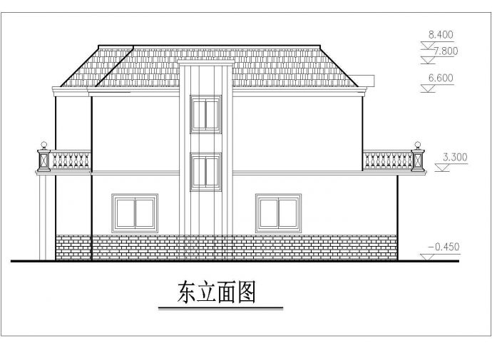 某地区二层单体别墅建筑设计CAD施工图纸_图1