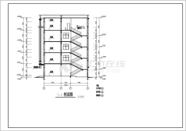 某地区大型四层办公楼建筑框架结构图-图二