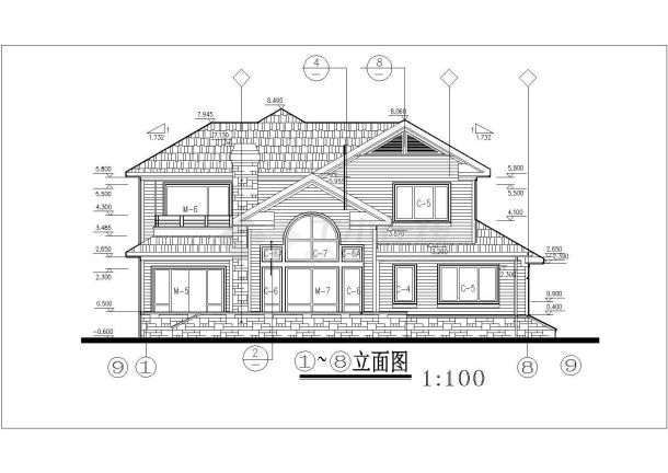 某地区二层豪华别墅建筑设计CAD施工图纸-图二