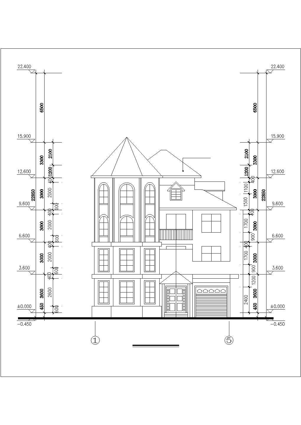某地区复合式别墅建筑设计CAD施工图