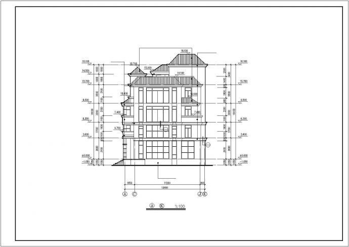 某地区高级独栋别墅建筑设计CAD施工图_图1