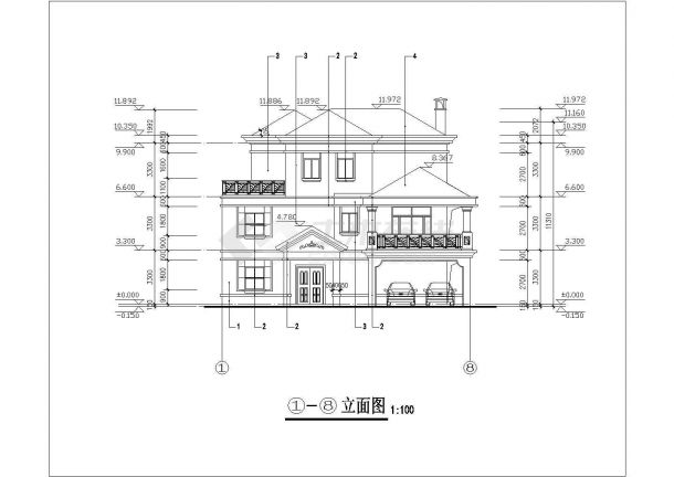 某地区欧式独栋别墅建筑设计CAD施工图-图二