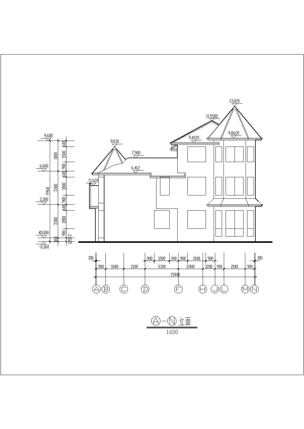 南宁某郊区10号别墅建筑设计CAD施工图