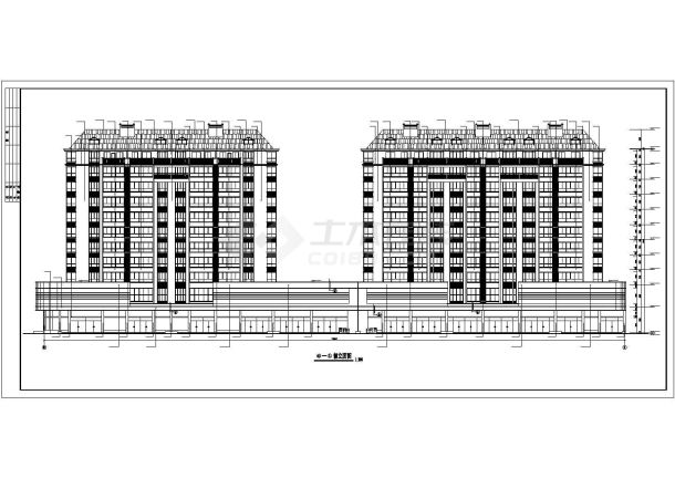 带底商的小高层住宅楼建筑详细施工cad图纸-图一