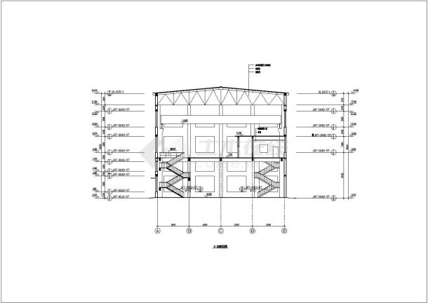 长山化厂空分压缩机厂房建筑设计CAD图-图二