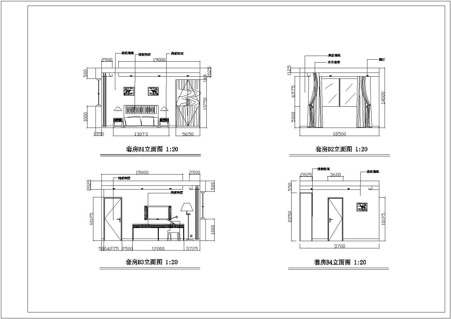 某宾馆套房装修cad施工图