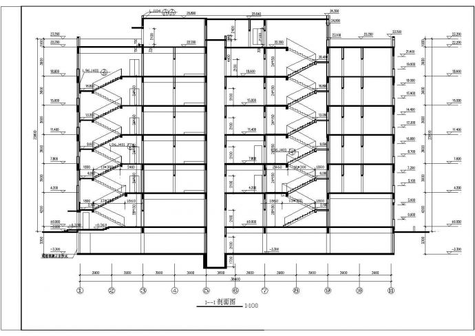 六层多层办公楼建筑cad平立剖面施工图_图1