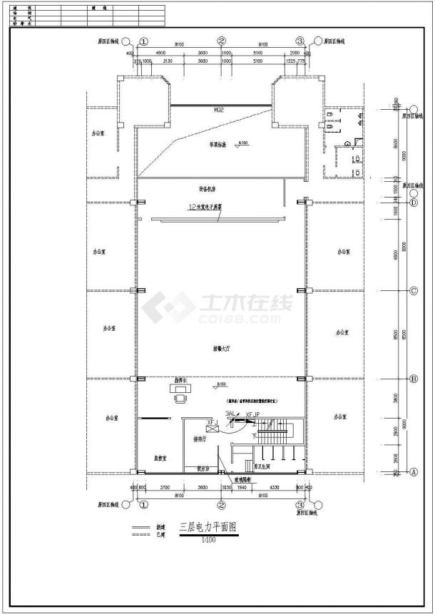 某地区某地公安局办公楼电气全套CAD施工图纸-图二