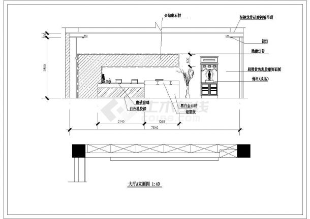 某地区办公室大堂建筑设计装饰cad图纸-图一