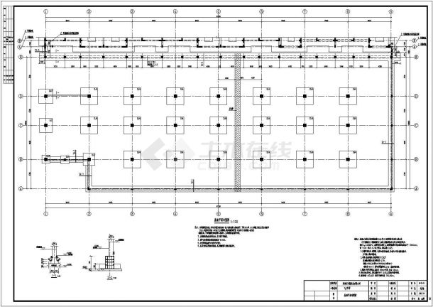 济南单层框架结构地下车库结构施工图-图一
