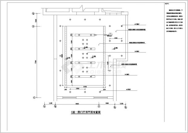 某地区一层门厅建筑装修cad施工图-图二