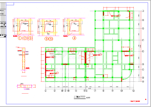 两层住宅楼底框结构施工全套设计CAD图纸-图二