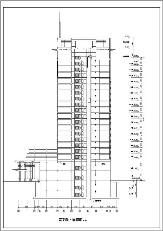 高层写字楼建筑cad平面设计施工图_图1