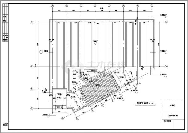 某会堂建筑设计施工方案cad图纸-图二