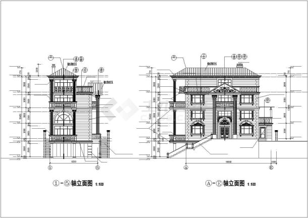 某地区金湖山庄E5型别墅建筑设计CAD施工图-图一