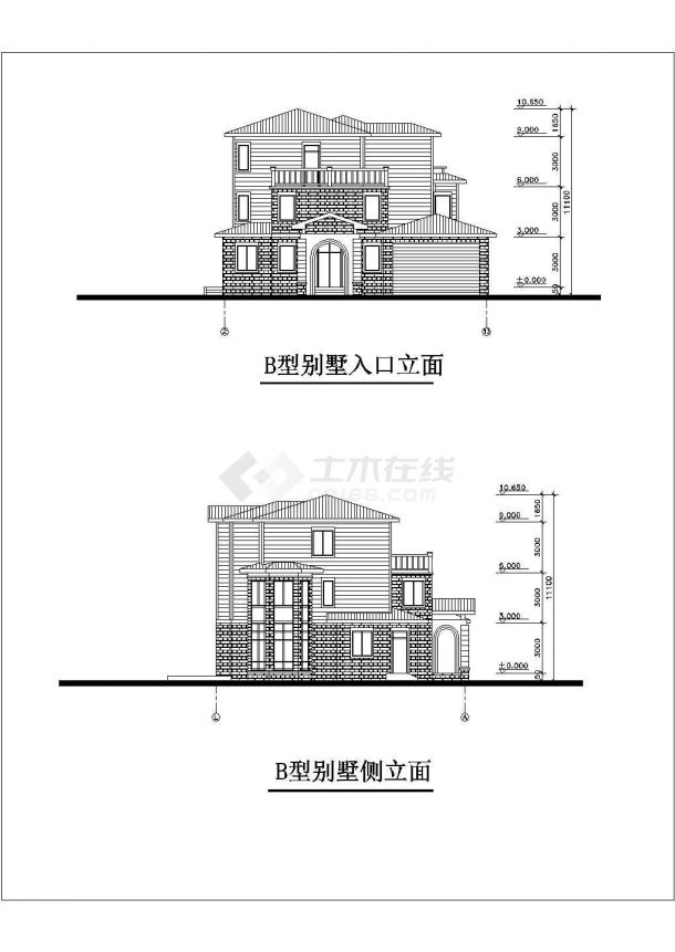 某地区精美别墅楼建筑设计CAD施工方案图-图二