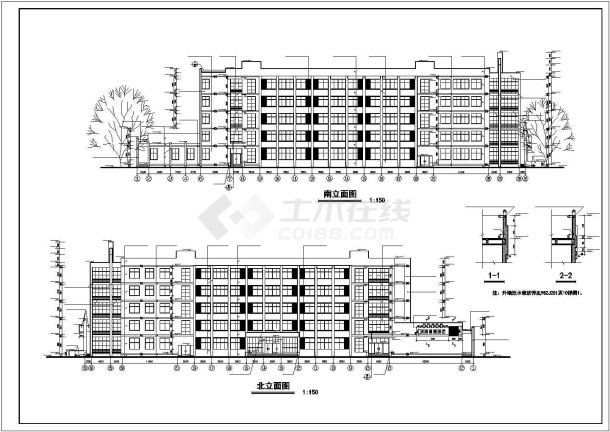 某地区小学教学楼全套建筑设计CAD施工图纸-图二