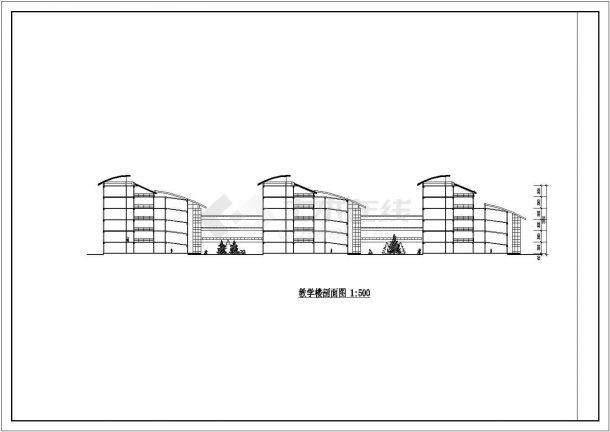 某地区学院3号教学楼建筑设计CAD施工方案图-图二