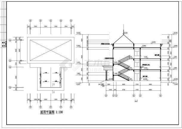 三丁小学教学综合楼设计cad建筑图纸-图二