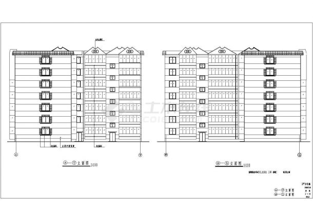 某地多层住宅楼建筑设计cad图纸-图二