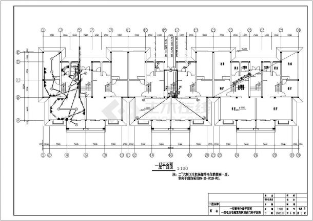六层住宅楼照明全套具体电气设计施工cad图-图一