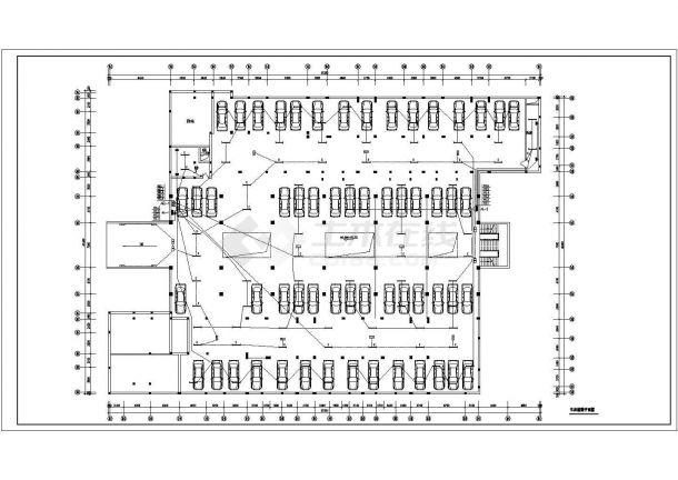 某地区小区地下停车库电气CAD图-图一
