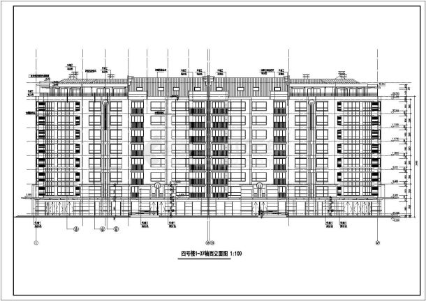 围合式坡顶小高层住宅全套cad施工图-图一