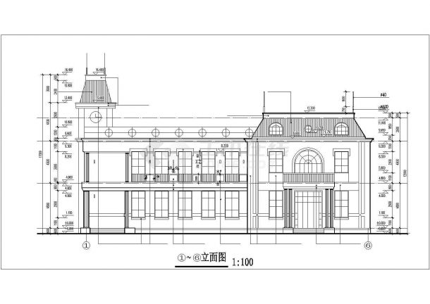 某地二层会所建筑设计cad施工图纸-图一