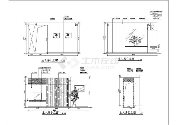 某高级小区样板房建筑设计cad装饰施工图-图二