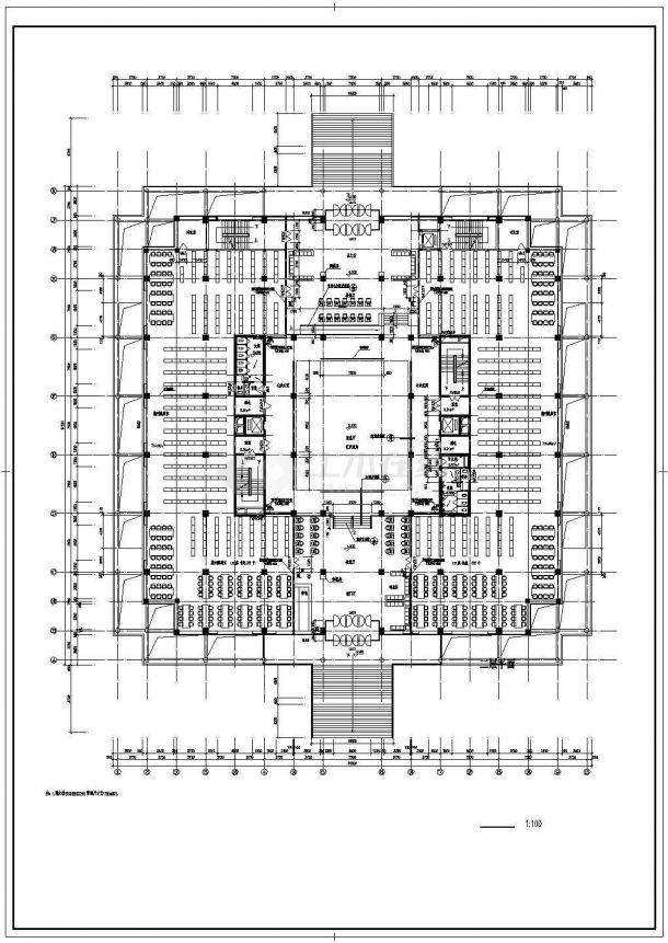 七层师范学院图书馆建筑平面设计图-图二