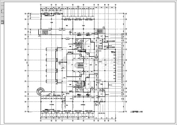 四层图书馆建筑平面设计方案CAD详图-图一