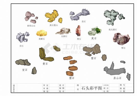 园林石头平面彩图-图一