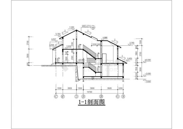 某地区赤道别墅建筑设计CAD施工方案图-图二