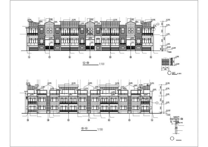 某地区连排别墅方案建筑设计CAD施工图_图1
