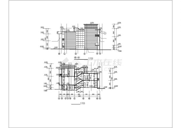 某地区连排别墅方案建筑设计CAD施工图-图二