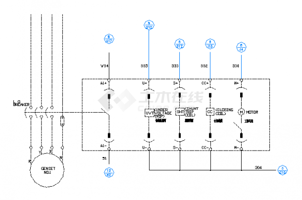 柴油发电机组与市电并网电气布置图纸-图二