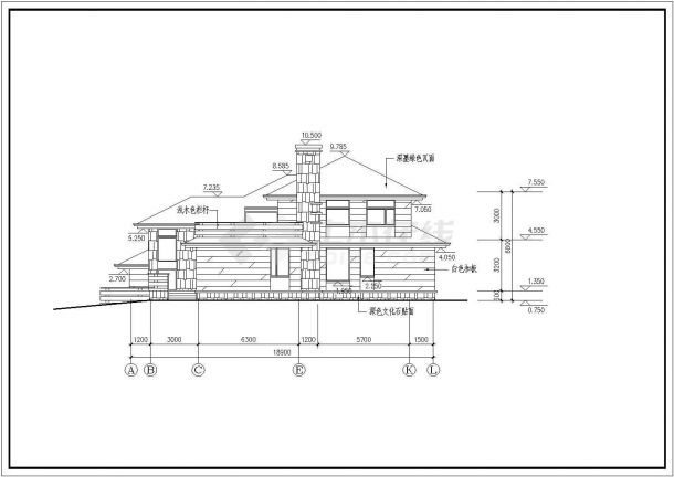 二层砖混结构坡屋顶别墅建筑设计方案图（含效果图）-图二