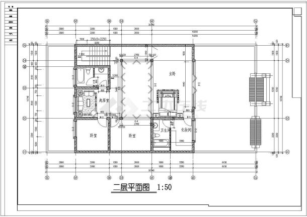 北方四合院建筑设计cad图带效果图3-图二