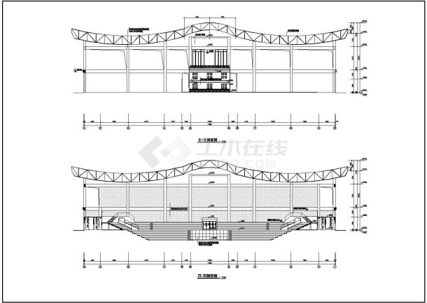 灯光球场建筑施工CAD设计方案图纸-图一